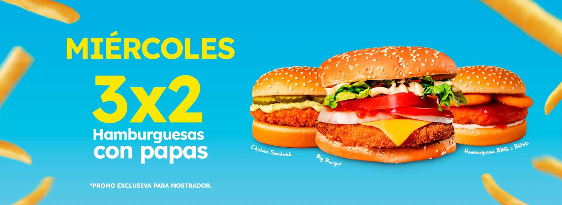 3x2 En hamburguesas